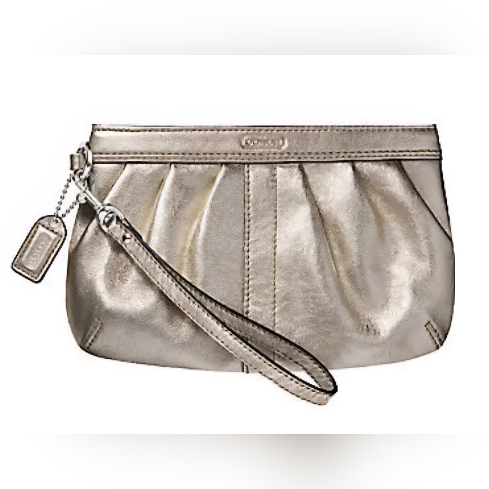 Coach Champagne Metallic Leather Wristlet